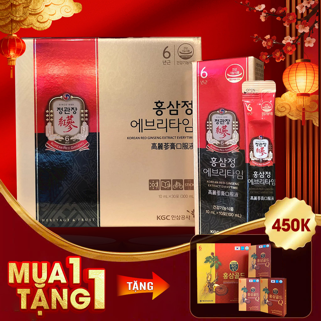 Tinh Chất Hồng Sâm Chính Phủ KGC Everytime Original Hộp 10ml X 30 Gói